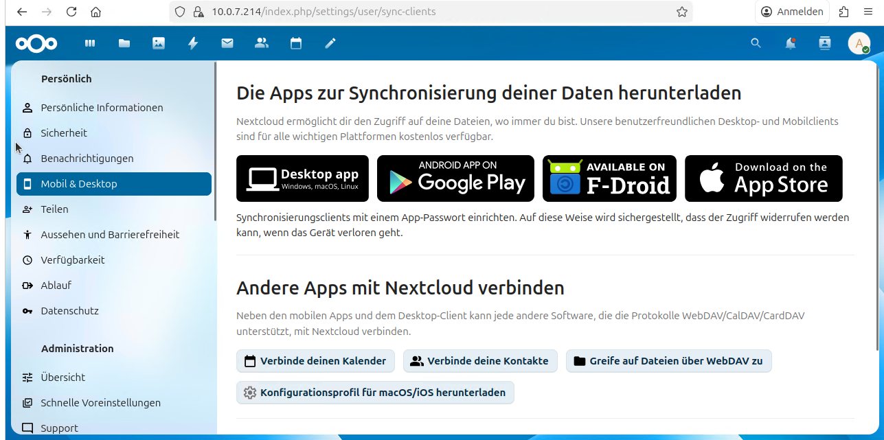 Verwaltungsoberfläche einer Nextcloud-Installation mit Einstellungen und Übersicht.